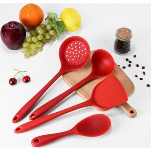 4pcs/Set Silicone Cooking Tool Sets Soup Spoon Practical Spatula Food Serving Scoop Kitchen Utensil Tableware For Home