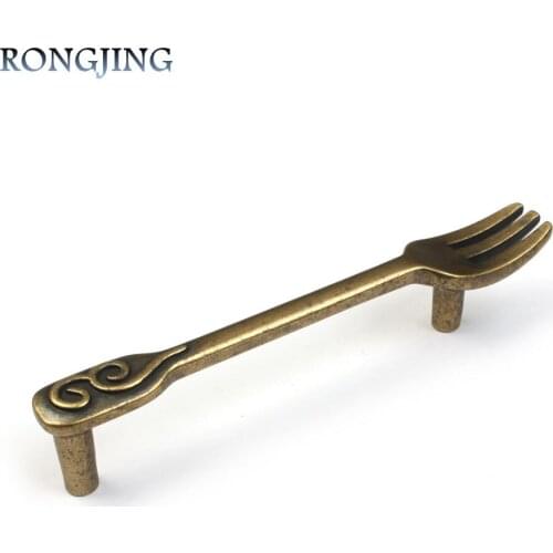 96mm Bronze Kitchen Cabinet Drawer Handles Fork Knife Cupboard Closet Dresser Drawer Pulls Bars Shoes Box Handle Knob