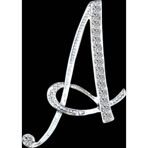 A-Z Letter Brooch Hot Women And Men Stylish All-Match Rhinestone-Studded Brooch Fashion Simple Alloy Brooch Clothes Accessory
