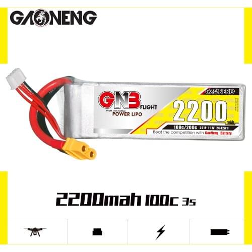 GAONENG GNB 2200mAh 3S 11.1V 100C/200C Lipo Battery With XT60 Plug For QAV 250 450 Size Helicopter RC FPV Racing Drone Parts