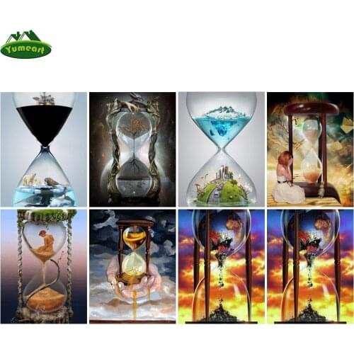 Yumeart 5D DIY Diamond Painting by Number Scenery Diamond Embroidery Cross Stitch Hourglass Picture Of Rhinestones Diamond Kits