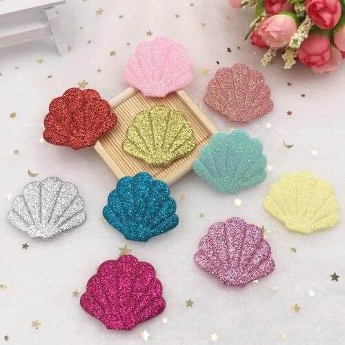 New 16pcs mix Glitter Paillette shell Felt Fabric Appliques Patches Wedding DIY Hair Clip Accessories Craft Supplies SA89A