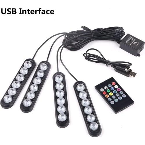 Car USB LED Atmosphere Light Remote Voice Control Lamp Interior Styling Decorative Car Foot Light Ambient Strip Light