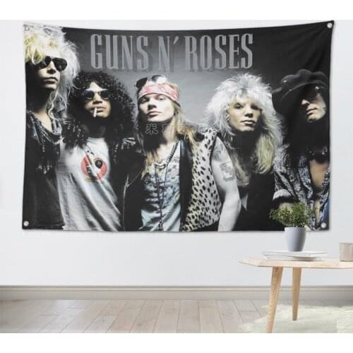 GUNS N ROSES Music Band Banners Wall Flags Tapestry Cloth Art Bar Cafe Hotel Theme Background Decoration