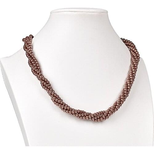 Flash Brown Imitation pearls 4mm For Glittering Necklace 20inch Bracelet 7.5inch and curtain Earrings H169