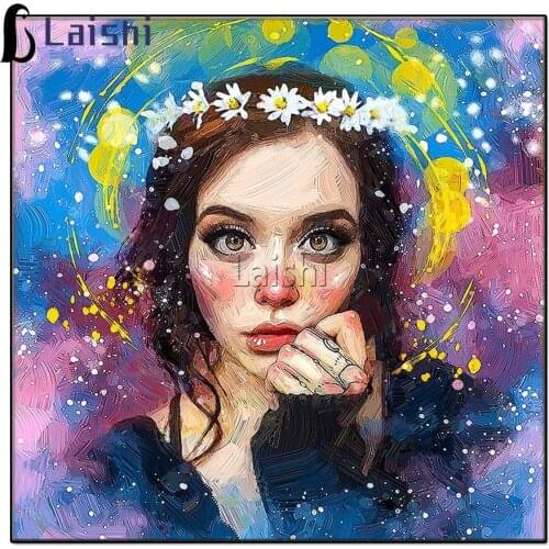 DIY diamond painting Starry Wreath girl Full Drill Diamond Embroidery Cross Stitch Mosaic Home Decor Childrens handmade gifts