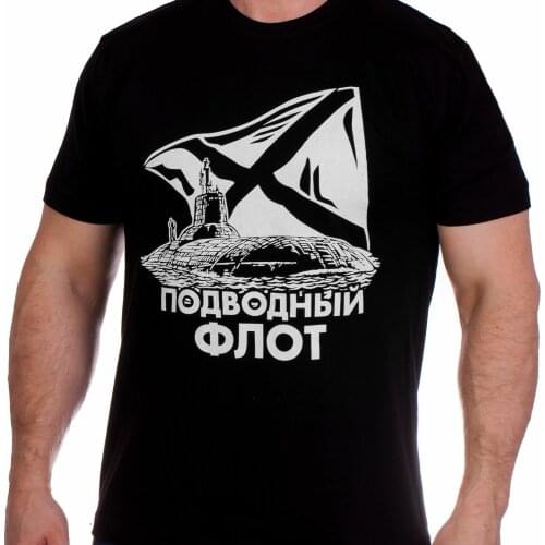 T-shirt black fleet Navy T-Shirts army military Mens Clothing russian russia