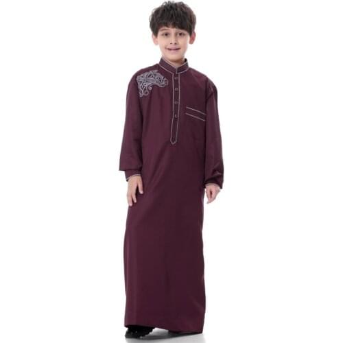 Arab Boys Robe Muslim Boys Abaya Long Sleeve Kaftan Children Islamic Clothing Saudi Arabia Uomo Pakistan Oman Dress Indian Robe
