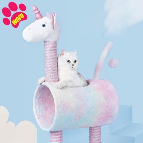 WOFUWOFU Activity Cat House Tree ,Play Cat,Scratching Posts Activity Tower Cat Play House