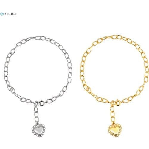 Kikichicc 100% 925 Sterling Silver Gold Horoscope Chain Foot Chain Ancklet Heart Pendant Luxury Women Locker Jewelry For Women