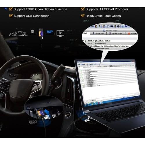 KOLSOL ELM327 USB V1.5 with Switch Modified for Ford ELMconfig Forscan CH340+25K80 Chip HS-CAN / MS-CAN