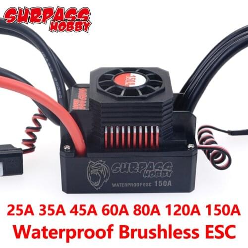 SURPASS HOBBY Waterproof Brushless ESC Speed Controller 25A 35A 45A 60A 80A 120A 150A for 1/8 1/10 1/12 RC Monster Racing Car