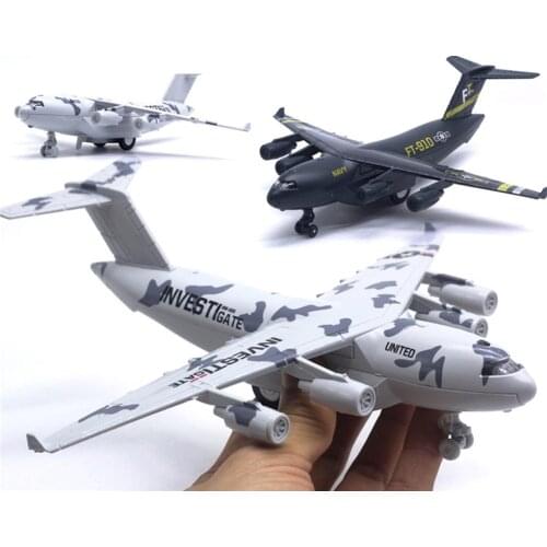 Diecast C17 Transport Plane Pull back Light Sound Aircraft Model Education Toy