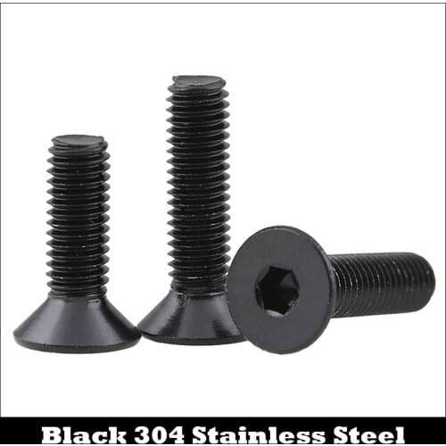 M4 M4*10 M4x10 M4*12 M4x12 M4*16 M4x16 Black 304 Stainless Steel DIN7991 Bolt Hex Hexagon Socket Flat CSK Countersunk Head Screw