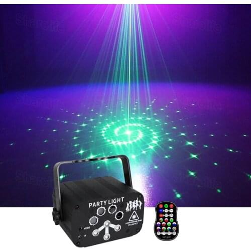 Sharelife 8 Lens Mini RGRG Laser Pattern Mixed Purple UV LED Background Lights Remote DJ Gig Party Home Show KTV Stage Lighting