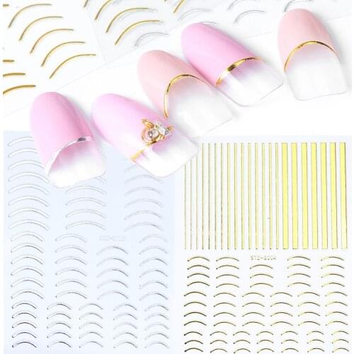 Nail Art Sticker Gold Colour Geometry Shapes PET Material Long-lasting Nail Art Sticker For Salon