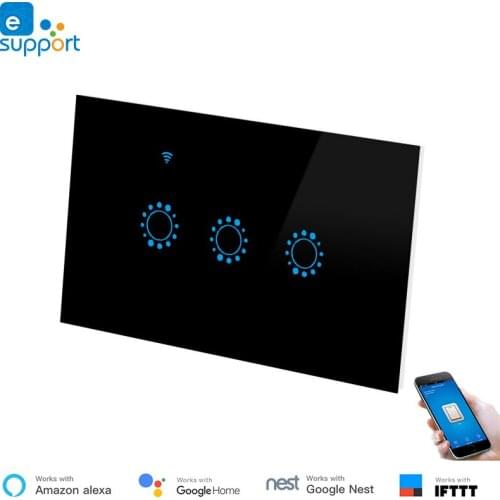 US standard WiFi switch 3 gang Smart home wall touch switch 220V work with Alexa and google voice control timer IFTTT support