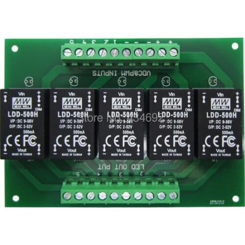 5 Channel LDD Led Driver Board With 5PCS MEAN WELL LDD-500H Power Supply For DIY 5 Channel Aquarium Fish Tank Led Emitter Lamp