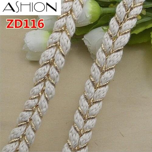 CHICKNIT windth 1.5CM gold white curve Sewing Braided lace twist Braid Belt ribbon ZD116