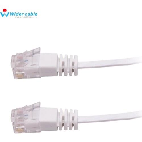 5pcs 2ft Bare Copper 32AWG Fluke RJ45 Lan Patch Cord Flat Cat6 Ethernet Patch Cable White Color