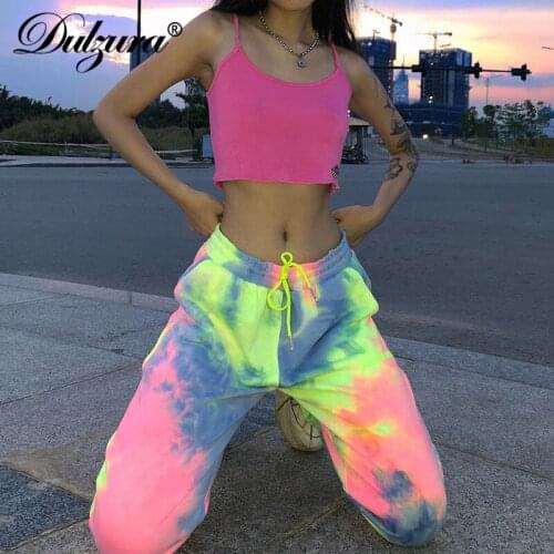 Dulzura tie dye women pants jogger loose sweatpants high waist 2019 autumn winter streetwear trousers clothes casual bottoms