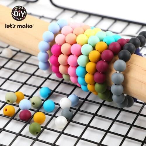 9mm 50pc Silicone Beads Round Baby Teether Eco-friendly BPA Free Baby Teething Pacifier Chain Bead Tiny Perle Rod Lets Make