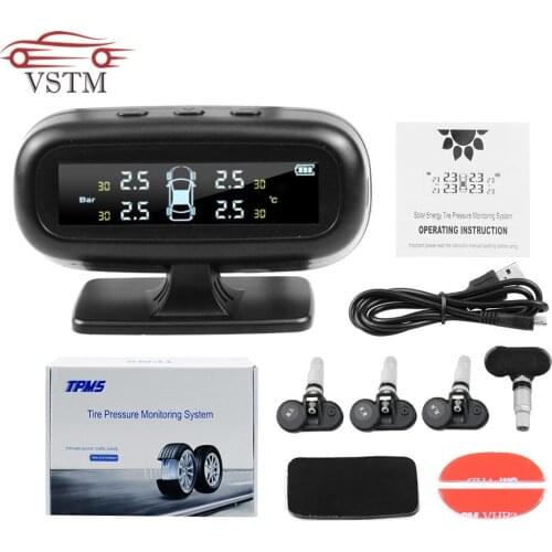 Tire Pressure Monitoring System Wireless TPMS Monitor Digital LCD Display Auto Security Alarm Systems with 4 External Sensors