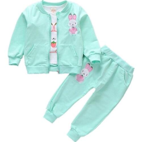 Spring Autumn Children Cartoon Jacket T Shirt Pants Baby Boys Girls Clothes Suit Toddler Fashion Clothing Kids Casual Sportswear