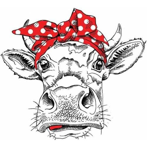 Funny Cow with Bow-knot Car Stickers Waterproof 3D Accessories Vinyl Fine Decal Graphics Cartoon Anime Sign,13cm*11cm