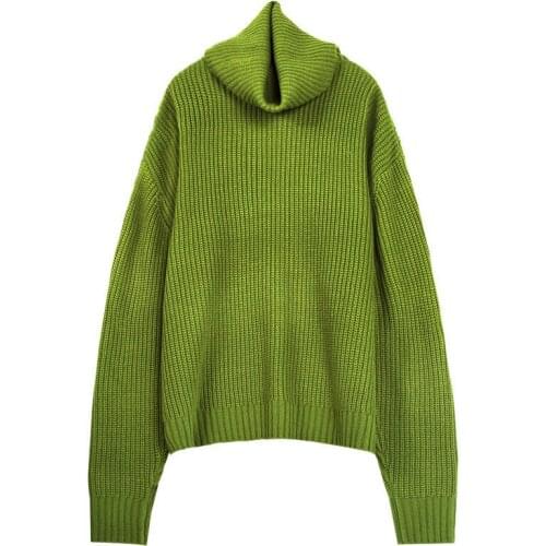Street Style Y2K Oversize Solid Color Women Knitted Sweaters Turtlenck Long Sleeve Loose Female Pullover 2021 Winter Clothing