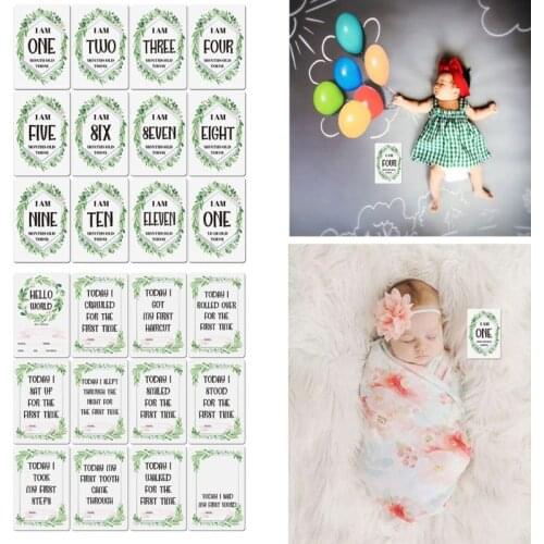 12 Sheet Milestone Photo Sharing Cards Gift Set Baby Age Cards - Baby Milestone Cards, Baby Photo Cards - Newborn Photo