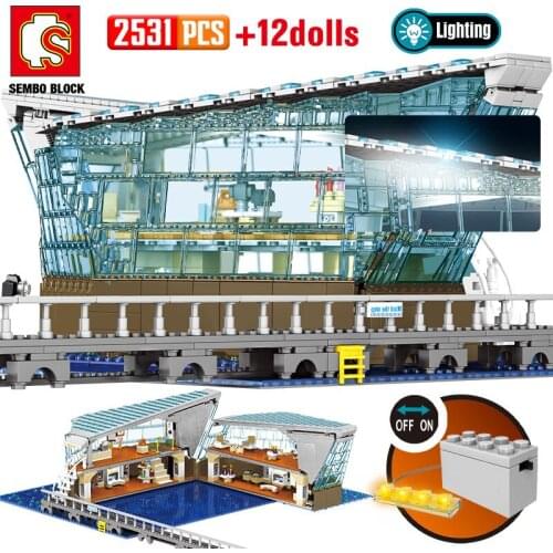 2531PCS City Street View LED Light Shopping Store Building Blocks Creator Architecture Friends House Figures Bricks Toys For Kid