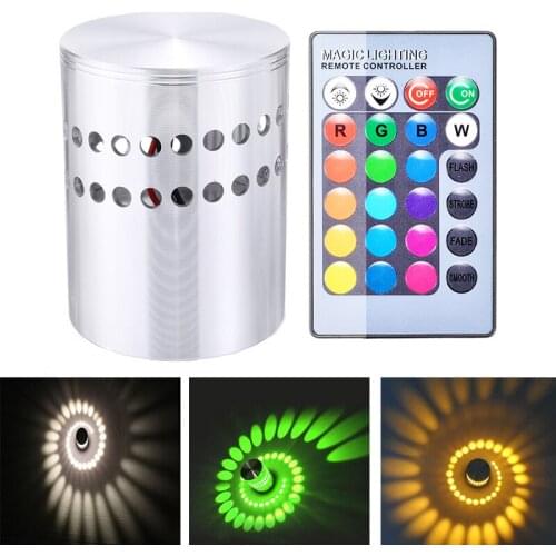 3W RGB Spiral Hole LED Wall Light Colorful Effect Wall Lamp with Remote Controller For Party Bar KTV Home Decoration
