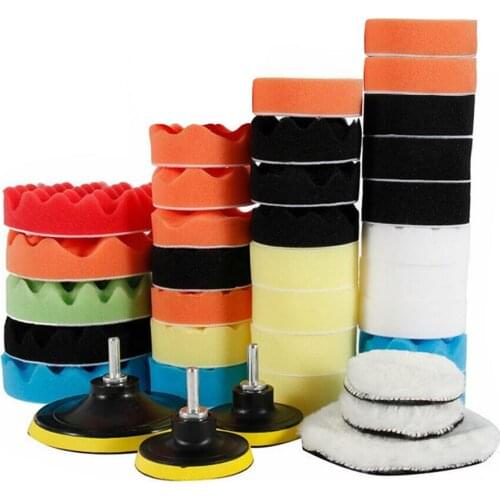 39Pcs Car Polishing Sponge Pad Foam Pad Buffer Waxing Kit for Removes Scratches Polisher Machine Wax Pads Attachment Set