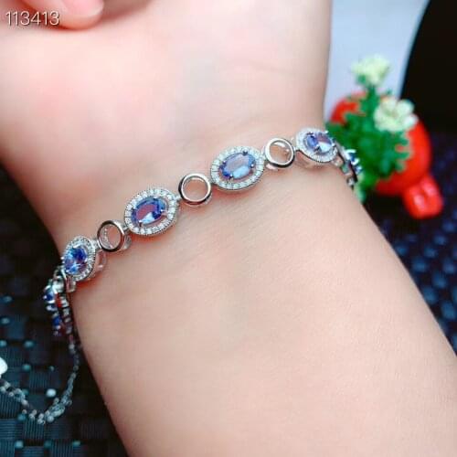 NEW Coming 100% Natural And Real Tanzanite Bracelet 925 sterling silver Fine jewelry Bracelet