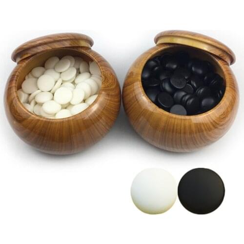 BSTFAMLY Go Game 361 Pcs Diameter 22 mm Plastic Chess Set for 19 Road Chessboard Plastic Jar China Old Game of Go Weiqi G82