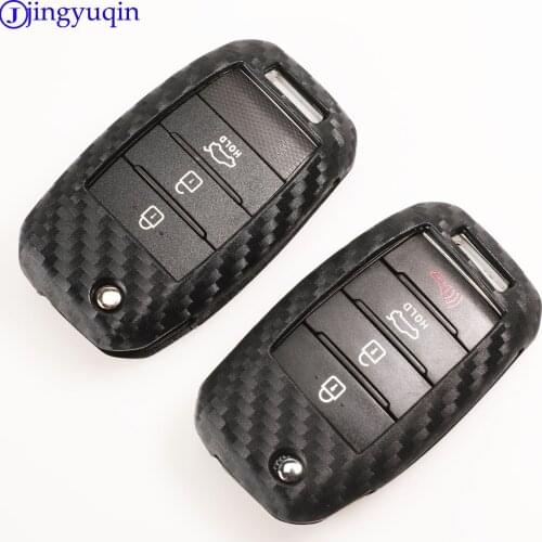 Jingyuqin 10ps Carbon Silicone Key Case For KIA Ceed K3 K4 K5 Sportage R QL KX5 Sorento KX3 KS3 RIO Cerato Optima Frote Soul