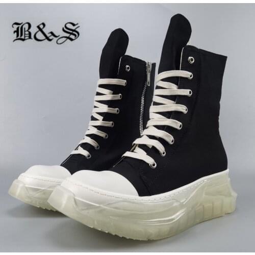 Black&Street Thick Sole trainer High Top Canvas Boots Combination Bottom breathable unisex Boots