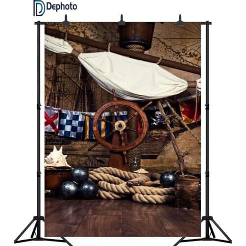 DePhoto photography backdrops baby shower birthday photo background newborn props photo booth Pirate Ship vinyl cloth backdrop
