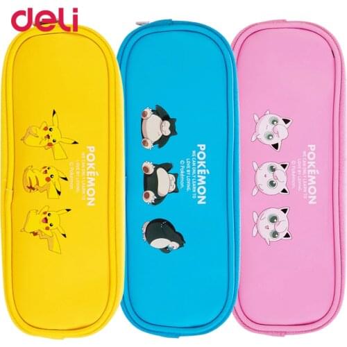 Deli Pokemon Canvas Pencil Case Candy Colors Student stationery box storage bag kawaii school supplies pencil box Chancellory