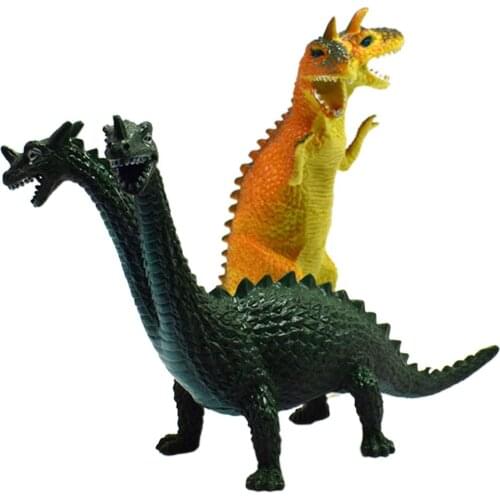 2Pcs Kids Realistic Dual-Headed Dinosaur Model Action Figure Collectible Toy Gift