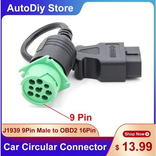 J1939 9 Pin Male to OBD2/OBDⅡ 16Pin Male Y Splitter Car Truck OBD2 Diagnostic Cables & Connector Adapter Car Diagnostic Tool