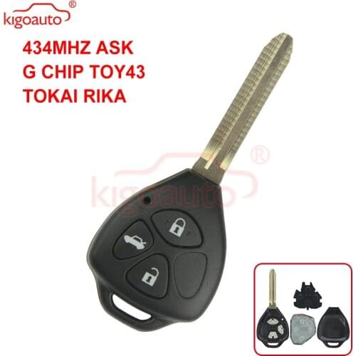 Kigoauto TOKAI RIKA Remote key 3 button 434Mhz TOY43 for Toyota HILUX+434mhz+G chip