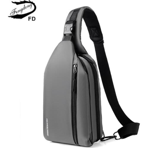 Fengdong ultra thin anti theft chest bag small cross body bags reflective strip mini messenger bag men shoulder sport bag pack