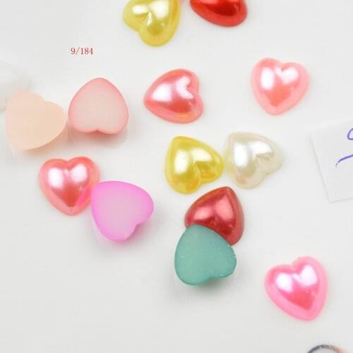 FLTMRH 30pcs 9mm Bright ABS Imitation Pearl Heart Shape Half Beads DIY Jewelry Accessories Handmade Loose Beads Foery Making