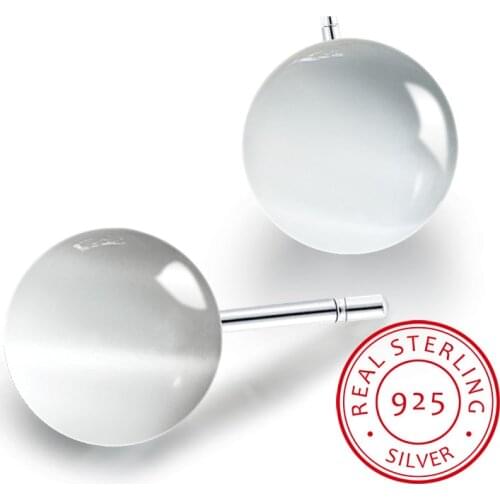 925 Sterling Silver Smooth Round 4mm/6mm/8mm Bead Stud Earrings Women Jewelry