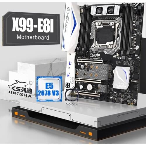 JINGSAH X99 E8I Motherboard Set With 2678V3 XEON E5 LGA2011-3 All Series DDR4 ECC REG NON-ECC Memory NVME USB3.0 Turbo Boost