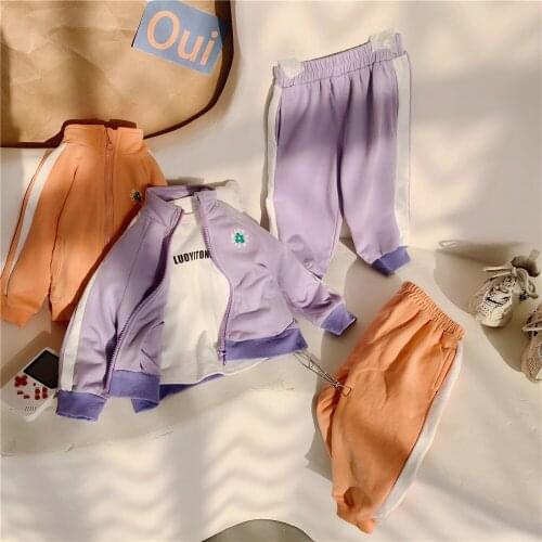 2-7 Y Toddler Girls Clothing Sets 2021 Spring Girls Fashion Sportwear Suits Casual Zipper Jackets Pants Kids 2Pcs Set for Girl