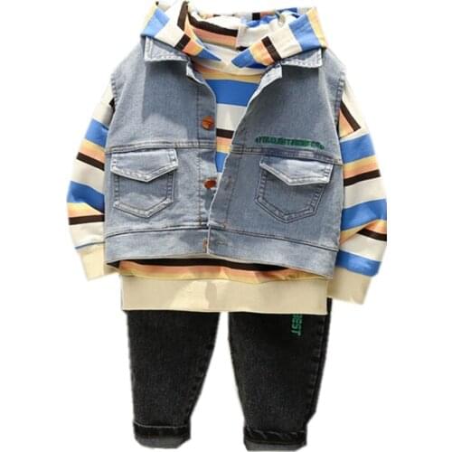 New Spring Autumn Baby Boys Clothes Children Girls Vest Hoodies Pants 3Pcs/sets Toddler Casual Costume Outfits Kids Tracksuits