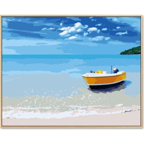 Paint By Number Kit Seascape Oil Painting Sea On Canvas Abstract Boat Painting Seascape Abstract Art Wall Art Home Decor